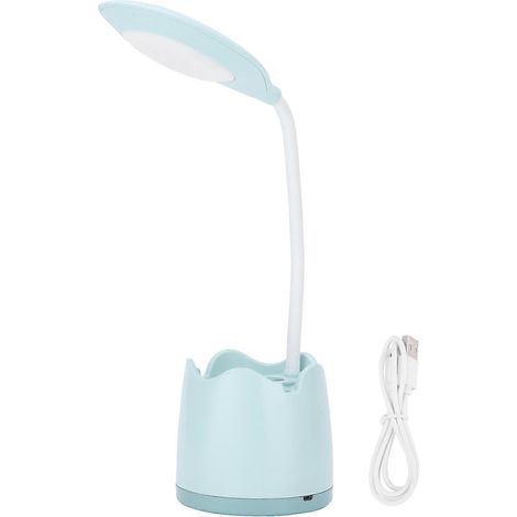 Lampe de bureau mignonne avec porte-stylo et support pour téléphone, 2 niveaux de luminosité, LED bleue respectueuse des yeux. (1/5)