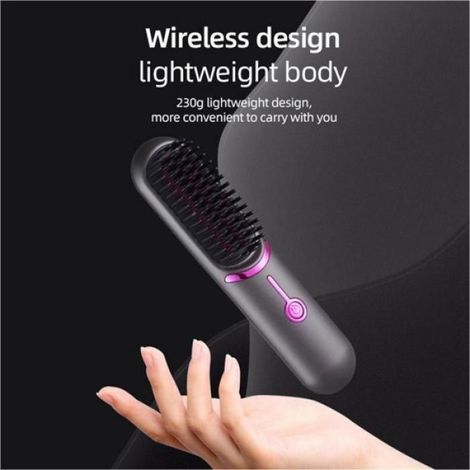Brosse à Lisser les Cheveux Sans Fil Brosse à Lisser à Chauffage Rapide Troisième Vitesse Bigoudi Réglable Peigne Chauffant (1/5)