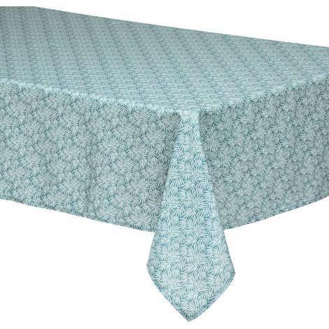 Mantel estampado antimanchas Thais verde - 150x300 cm - Atmosphera créateur d'intérieur