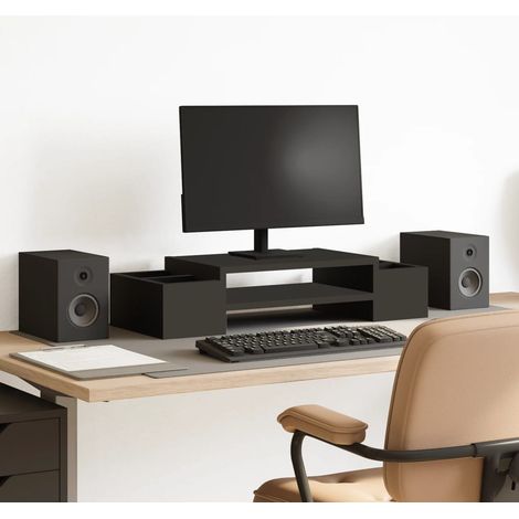 Monitorständer mit Stauraum Schwarz 70x27x15 cm Holzwerkstoff