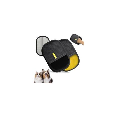 Lot de 2 gants pour enlever les poils d'animaux, adaptés aux chiens et aux chats, réutilisables et basés sur le principe de l'électricité statique. (1/5)