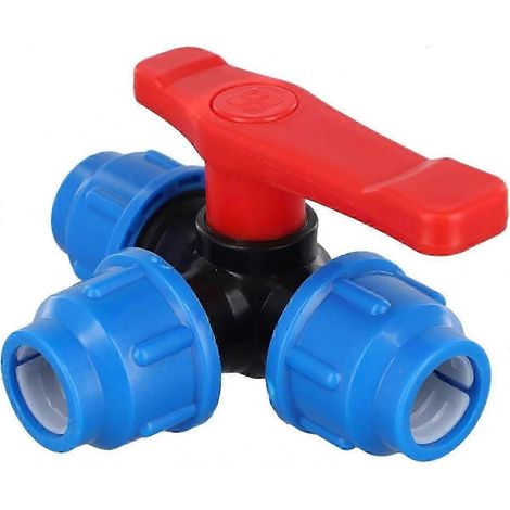 Vanne à bille 3 voies 40 mm, raccord rapide, compatible avec tuyaux PVC/PE, raccord en T et détecteur de débit. (1/5)