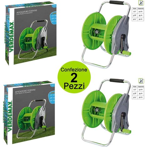 Multipack da 2 pz verdemax avvolgitubo manuale portatile con telaio in alluminio