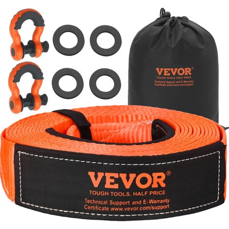 Kit de recuperación con correa de remolque VEVOR de alta resistencia de 3" x 30 pies, capacidad de carga máxima de 36,000 lbs, hebilla reforzada, bolsa de almacenamiento, ejes en D de 3/4".