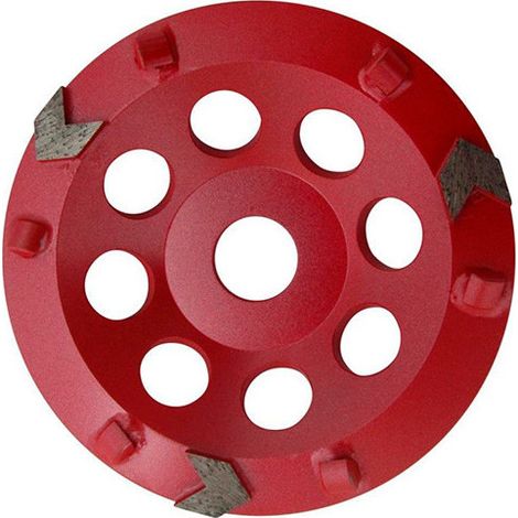 Plateau de Surfaçage PCD + 3 Segments RED GRINDER D.125 x 22,23 mm x 6 PKD 4 mm - Epoxy, Asphalte, Résine - Diamwood (1/2)