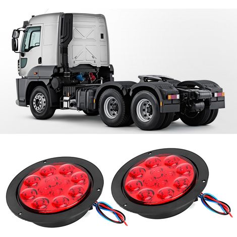 2 Stück 4 Zoll 24V 12 LEDs IP65 Blinker Rücklicht Nebelscheinwerfer für LKW Anhänger Rot (1/5)