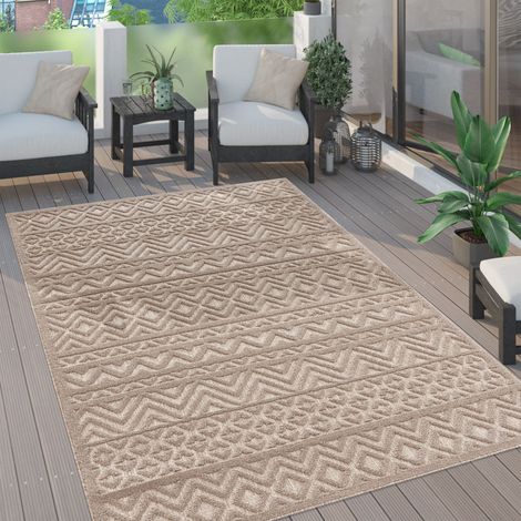 Paco Home Tappeto Cucina Da Esterno Salotto Moderno Balcone Scandinavo Etnico Monocolore 80x250 cm, Beige 3