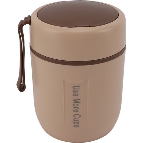 Set bestehend aus 1 x 500 ml Isolierbecher aus Edelstahl 304, auslaufsicherer Vakuum-Suppenbehälter, für Schule, Camping, Reisen, Khaki (1/5)