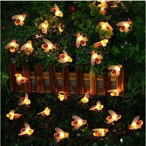 [50 LEDs] Solar-Gartenlichterkette, Lichterkette mit Bienenmotiv, 7 m, 8 Modi, wasserdicht, für den Innen- und Außenbereich geeignet, z. B. für Blumenzäune, Rasen, Terrasse und Girlanden (1/5)