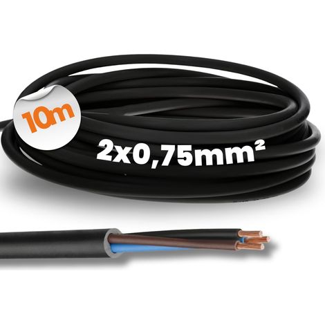 10m H05RN-F 2x0,75 mm² Câble en Caoutchouc Flexible Résistant aux UV (1/5)