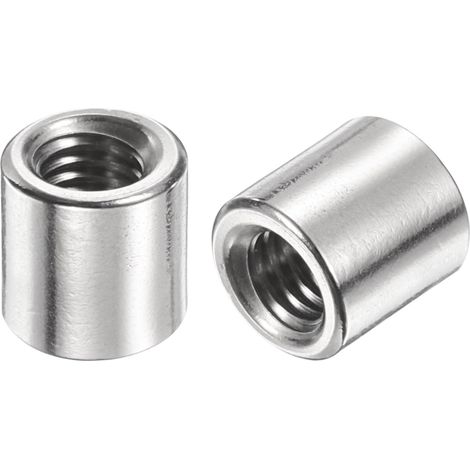 12pcs Manchon Fileté Rond M6 en Acier Inoxydable 304, Écrous Ronds d'Accouplement Connecteurs et Mécaniques Longueur 10mm, Manchon Tige Barre Écrou à Tige pour Support, M6x10x10mm (1/5)