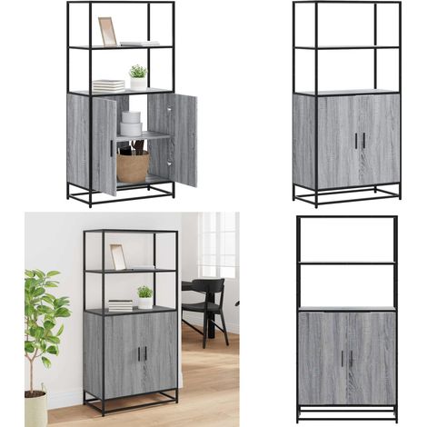 vidaXL Buffet haut sonoma gris 68x35x139 cm bois d'ingénierie et métal (1/5)