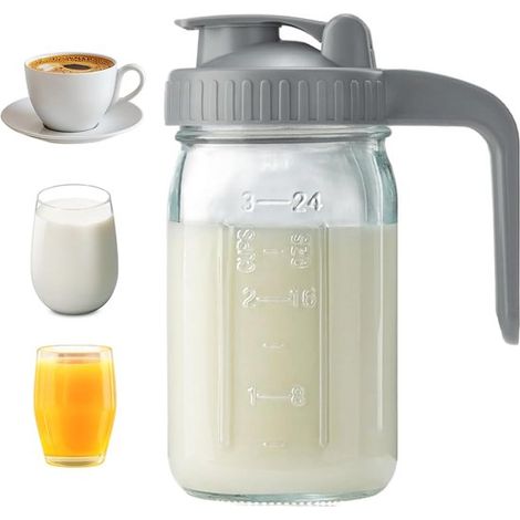 Bottiglie di vetro da 946 ml (32 oz) con tacche graduate e chiusura a tenuta stagna per bevande e liquidi. (1/5)