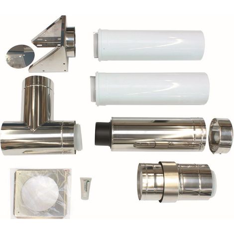 Basis-Anschluss-Set 110/160 mm an der Fassade konzentrisch Edelstahl/PP
