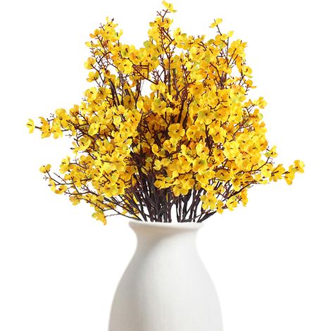 16 künstliche gelbe Schleierkrautblüten, ideal für Herbstdekorationen, Vasen und Tischdekorationen bei Hochzeiten. (1/3)