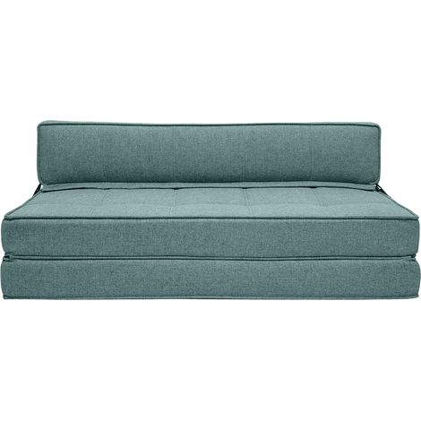 Miliboo – Chauffeuse convertible 2 places en tissu vert-de-gris – Largeur 132 cm – Mousse densité 25 kg/m³ – Lit d'appoint pratique