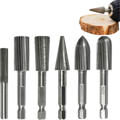 Set mit 6 Rotationsfeilen mit sechseckigen Schäften aus Hochgeschwindigkeitsstahl zum Rotationsfeilen (1/5)