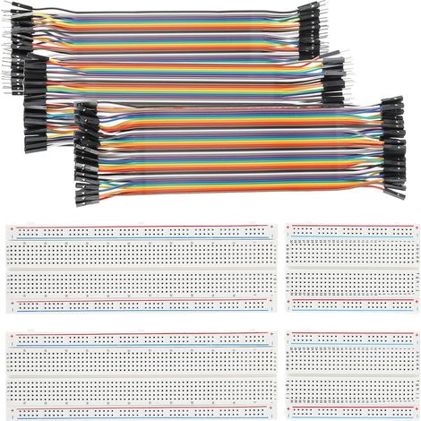 Lot de 7 câbles de brassage et de jumper - 830/400 contacts - Câble de démarrage femelle/mâle - Pont de raccordement 24 AWG - Compatible avec les projets DIY (1/5)