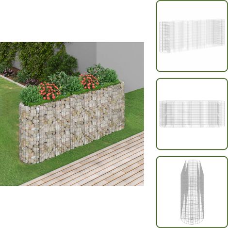 Lit surélevé à gabion Fer galvanisé 260x50x100 cm - Jardin - Jardiniere - Bac Acier - Gabions - Décoration Extérieur (1/5)