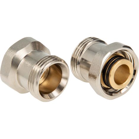 tecuro 2-er Set, Verlängerung 20 mm Eurokonus 3/4 Zoll AG/IG, DN 20, Messing vernickelt