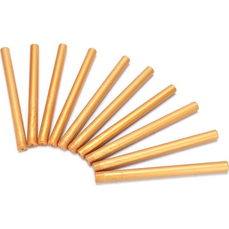 Lot de 10 bâtonnets de cire à cacheter cylindriques dorés métallisés, accessoires pour enveloppes et invitations.