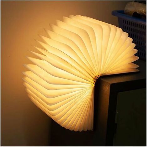 Tigrezy LED Livre Lampe en Bois, Livre Lampe Pliante et Magnétique, LED Lampe de Papier Rechargeable par USB (1/4)
