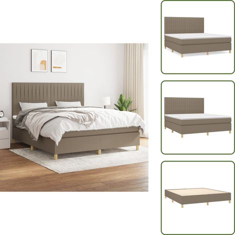 The Living Store Boxspringbett mit Matratze Taupe 160x200 cm Stoff - Boxspringbett - Doppelbett - Bettenrahmen - Matratze - Tapete (1/5)