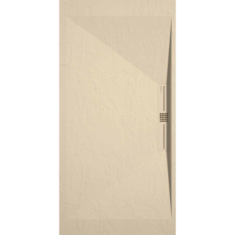 Receveur de douche Crème, finition Ardoise Stone SIDE, grille de couleur - 90 x 70 cm (1/4)