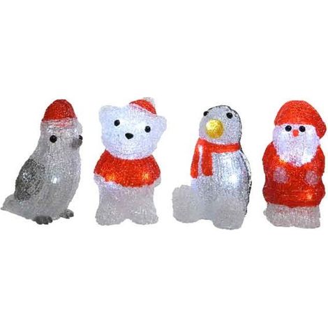 4 figure santa claus orsetto uccello pinguino addobbi natalizi 490945 kaemingk (1/2)