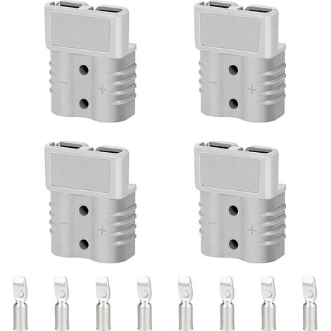 4 Pièces Anderson Connecteur Batterie 50A 600V 50Amp,Batterie Connexion Rapide Prise Universelle,avec Cosses en Cuivre Plaqué Argent,Accessoires Modulaires de Raccordement pour Voiture Moto (1/5)