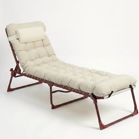 CASABEL Chaise Longue Pliante Terracotta avec coussin déperlant