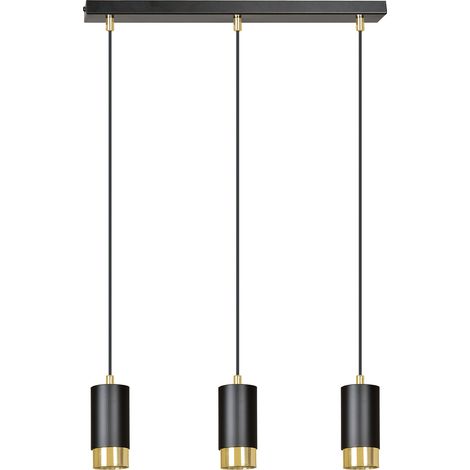Lampadario 3 Luci Ivar Con Cilindri In Acciaio Nero E Oro (1/5)