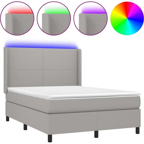 Maison Exclusive - Cama box spring colchón y luces LED tela gris