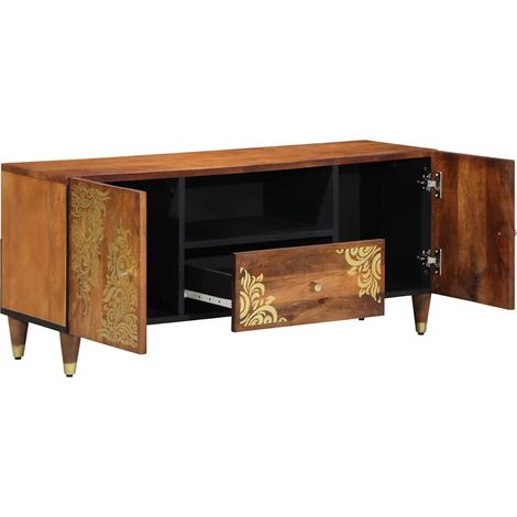 Meuble TV,Banc TV,Armoire TV Marron 105 x 33.5 x 46 cm Bois de manguier massif CFW270038 (1/5)