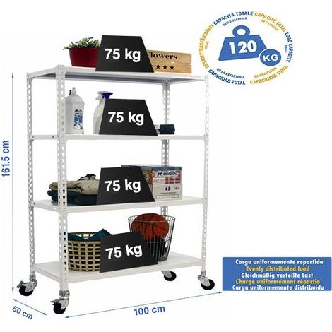 simonrack Moderne weiße Metallregal mit 4 Regalen