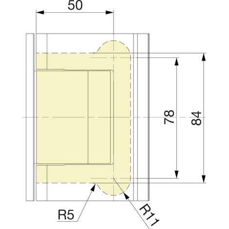 Pendeltürband Biloba 90° Glas-Wand,beidseitige Platte,Aluminium Edelstahl-Effekt (1/5)
