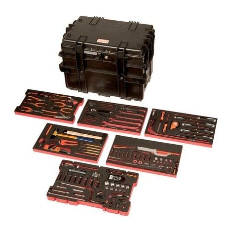 Bahco – Kit outils maintenance mobile 162 pièces – Mallette rigide à usage intensif – 4 roulettes et manche télescopique – Cadenas TSA