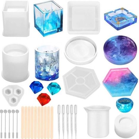 Moules en Résine Epoxy - HAOPYOU - 28 Pièces - Flexible - Réutilisable - Kit Complet