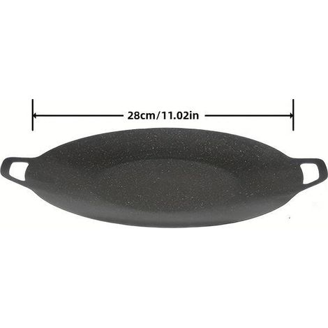 Poêle à barbecue ronde antiadhésive de style coréen (28 cm), adaptée aux voyages en plein air et au camping. (1/5)