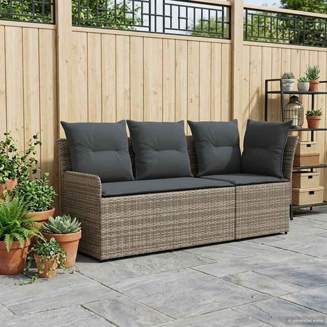 vidaXL  Garden Armrest Sofa with Corner Sofa  2 Piece Grey and Dark Grey