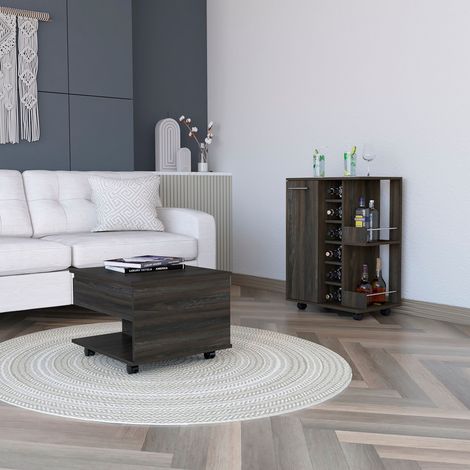 Set da Salotto Inwood con Carrello Bar e Tavolino da Caffè Regolabile in Altezza (1/5)
