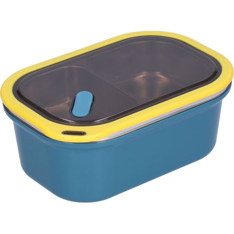 1,2-Liter-Bento-Lunchbox aus Edelstahl mit zwei Etagen, auslaufsicher, luftdichter Lebensmittelbehälter für Schulpicknicks (Blau) (1/5)