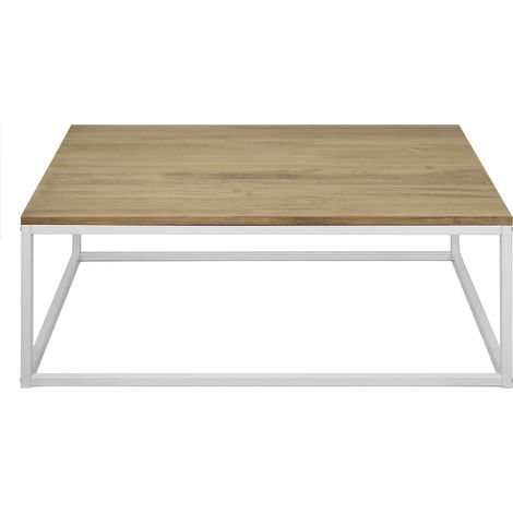 Mesa de centro iCub 120x80x37cm Blanca en madera maciza de pino acabado vintage estilo industrial Box Furniture/