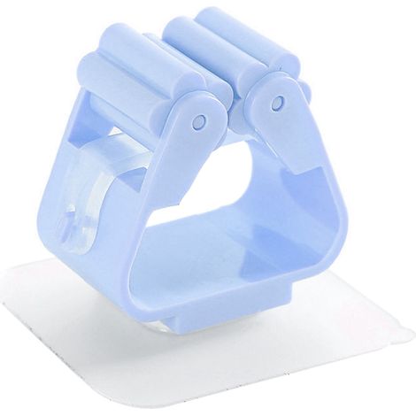 Lot de 3 supports muraux pour balai/serpillère à forte adhérence, en plastique bleu, pour garage ou atelier. (1/5)