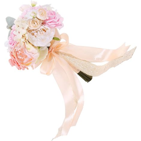 Bouquet de Mariée Artificiel Rose Poudré, Fleurs en Soie Délicates, Bouquet Romantique pour Cérémonie de Mariage et Demoiselle D’Honneur, Décoration Solide pour Maison et (1/5)