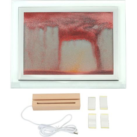 Lampe de nuit avec art du sable mouvant 3D, sablier quadratique lumineux, décoration innovante, prise USB. (1/5)