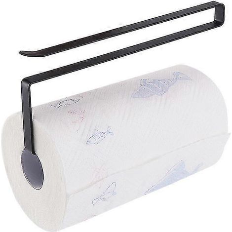 Rouleaux de papier essuie-tout, sans perçage, lot de 2, noirs, robustes et durables, gain de place (1/5)