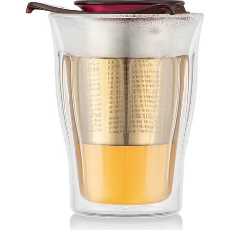 Teetasse mit Teefilter - BODUM - YO-YO SET - 0,35 L - Doppelte Wand - Glas und Edelstahl (1/3)