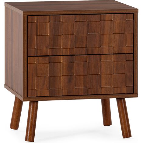 Table de chevet Canadá 2 tiroirs effet Noyer (1/5)