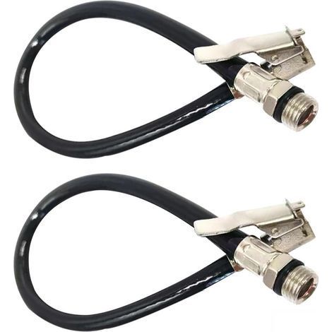 Gonfleur Pneu, Flexible de Gonflage, Tuyau Gonflage Pneu Voiture, Embout Gonfleur, Adaptateur gonflage Pneu avec Tuyau Flexible Caoutchouc Compatible vélo Moto Voiture Camion, lot 2 (1/5)